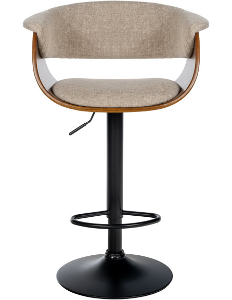 Tabouret de bar design en Tissu Blanc crème Bois Marron noyer Métal Noir Nordyna - 2