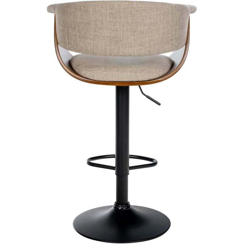 Tabouret de bar design en Tissu Blanc crème Bois Marron noyer Métal Noir Nordyna - 5