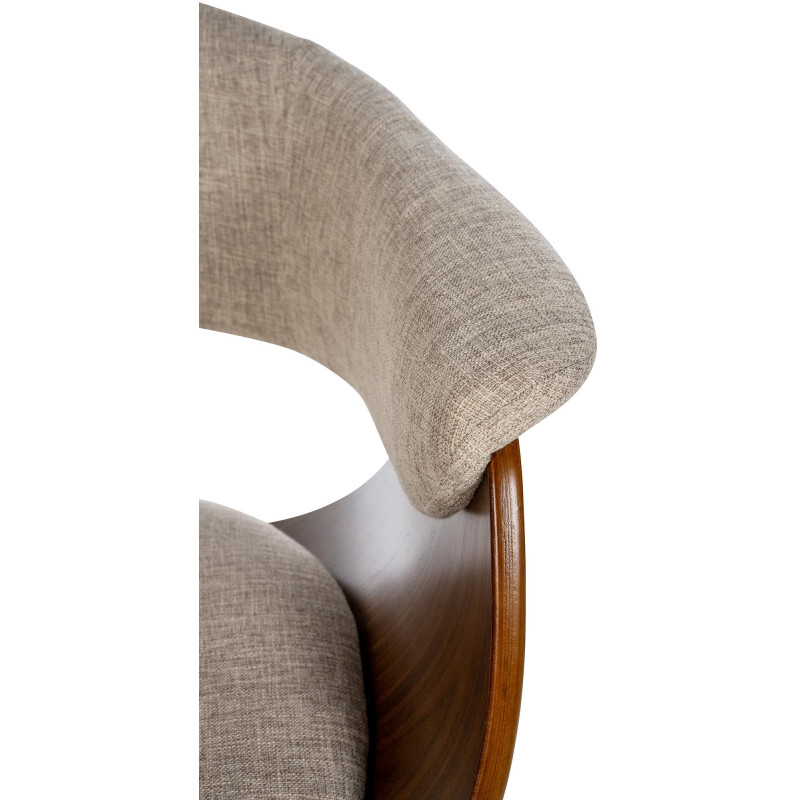 Tabouret de bar design en Tissu Blanc crème Bois Marron noyer Métal Noir Nordyna - 6