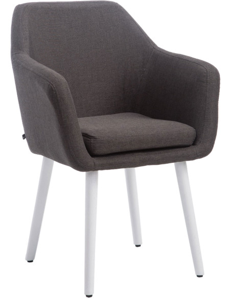 Fauteuil de table moderne en Tissu Gris foncé Bois de hêtre Blanc Nuno  - 1