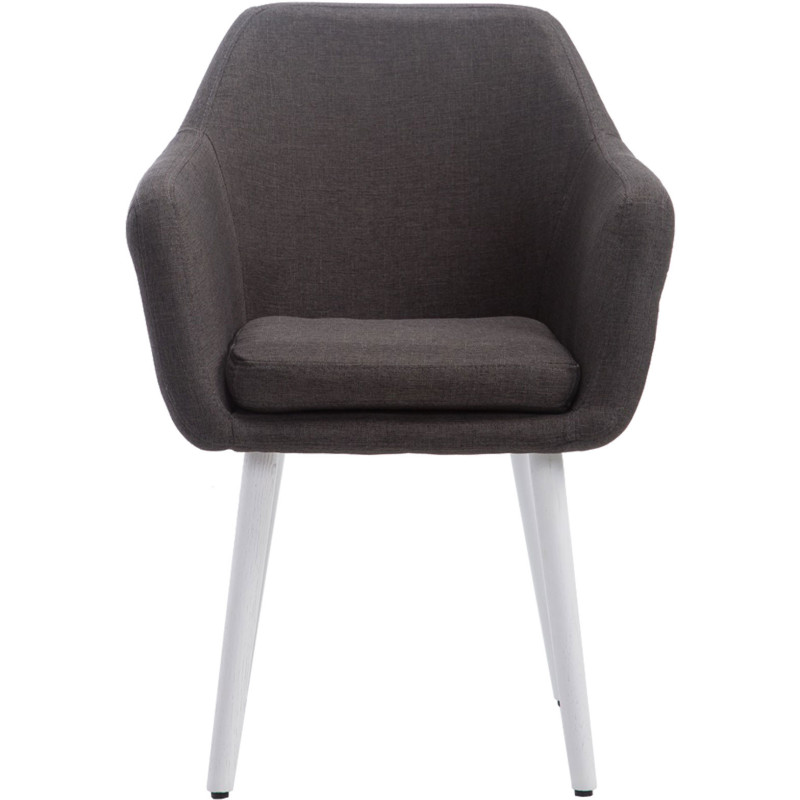 Fauteuil de table moderne en Tissu Gris foncé Bois de hêtre Blanc Nuno  - 2