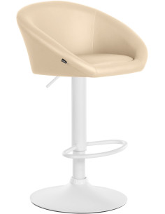Tabouret de bar original en Polyuréthane Blanc crème Métal Blanc Scando - 1
