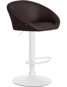 Tabouret de bar original en Polyuréthane Marron foncé Métal Blanc Scando - 1