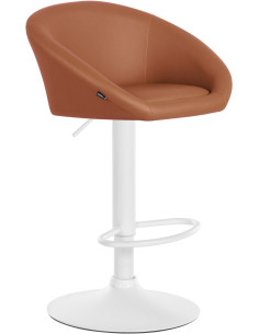 Tabouret de bar original en Polyuréthane Marron clair Métal Blanc Scando - 1