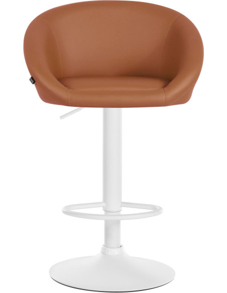 Tabouret de bar original en Polyuréthane Marron clair Métal Blanc Scando - 2