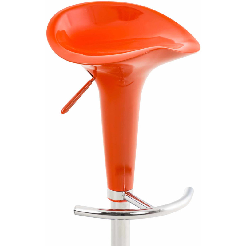 Tabouret de bar design rétro en Polypropylène Orange Métal Argenté Brillant Bellano - 2