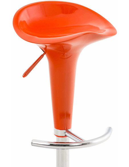 Tabouret de bar design rétro en Polypropylène Orange Métal Argenté Brillant Bellano - 2