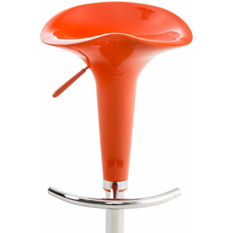 Tabouret de bar design rétro en Polypropylène Orange Métal Argenté Brillant Bellano - 3