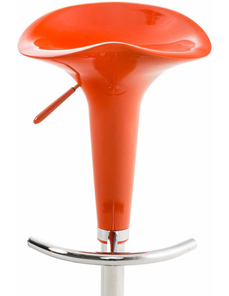 Tabouret de bar design rétro en Polypropylène Orange Métal Argenté Brillant Bellano - 3