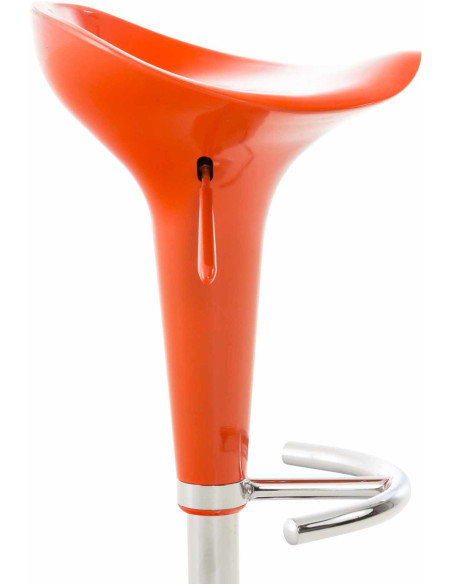 Tabouret de bar design rétro en Polypropylène Orange Métal Argenté Brillant Bellano - 4