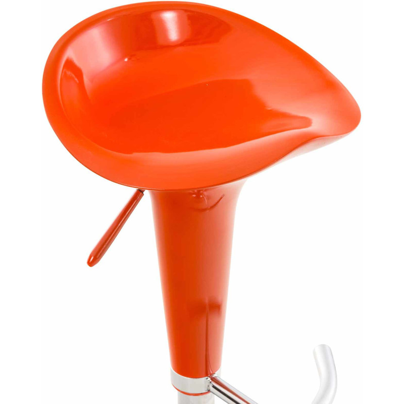 Tabouret de bar design rétro en Polypropylène Orange Métal Argenté Brillant Bellano - 5