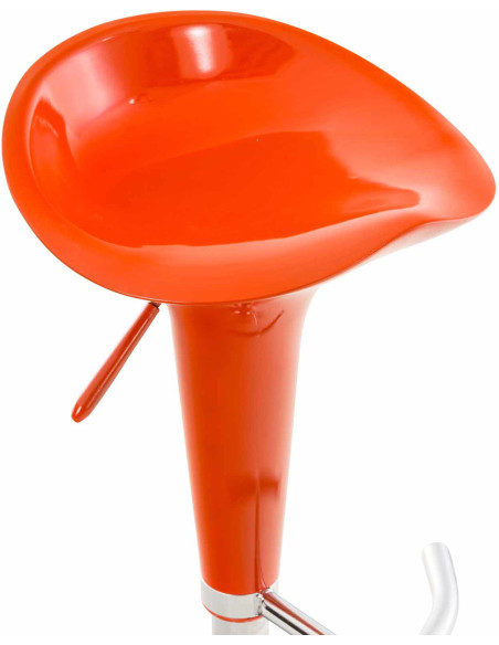 Tabouret de bar design rétro en Polypropylène Orange Métal Argenté Brillant Bellano - 5