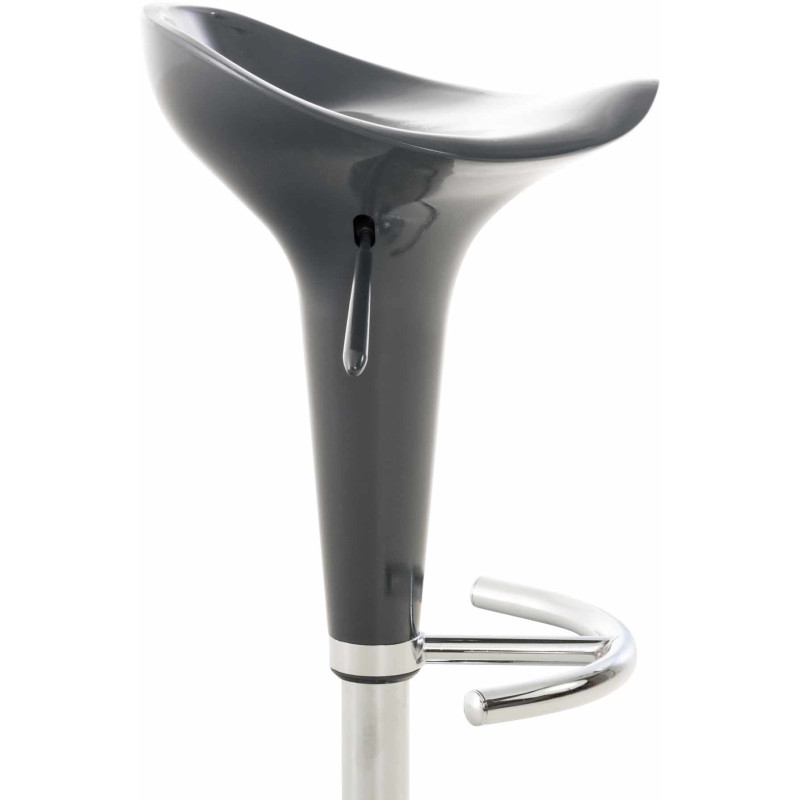 Tabouret de bar design rétro en Polypropylène Gris Métal Argenté Brillant Bellano - 4