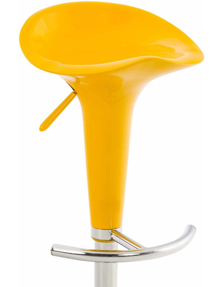 Tabouret de bar design rétro en Polypropylène Jaune Métal Argenté Brillant Bellano - 2