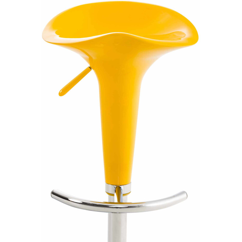 Tabouret de bar design rétro en Polypropylène Jaune Métal Argenté Brillant Bellano - 3