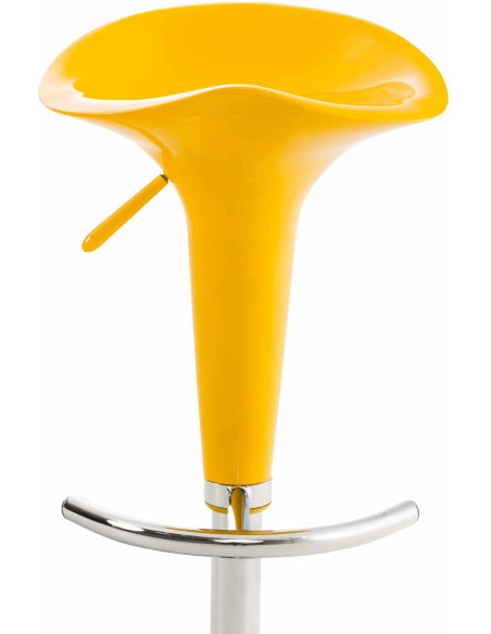 Tabouret de bar design rétro en Polypropylène Jaune Métal Argenté Brillant Bellano - 3