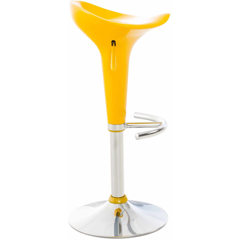 Tabouret de bar design rétro en Polypropylène Jaune Métal Argenté Brillant Bellano - 4