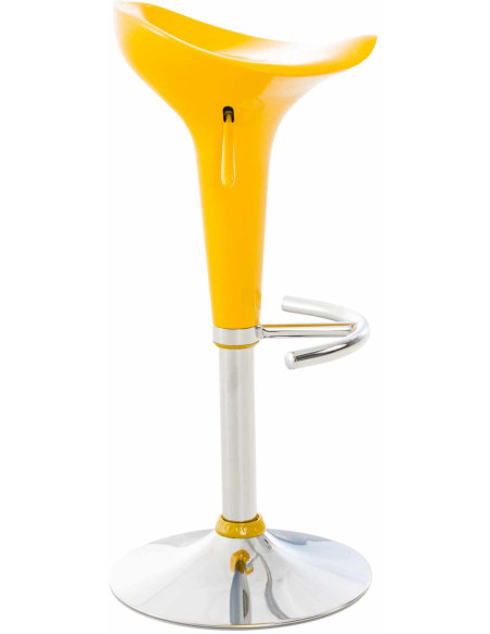 Tabouret de bar design rétro en Polypropylène Jaune Métal Argenté Brillant Bellano - 4