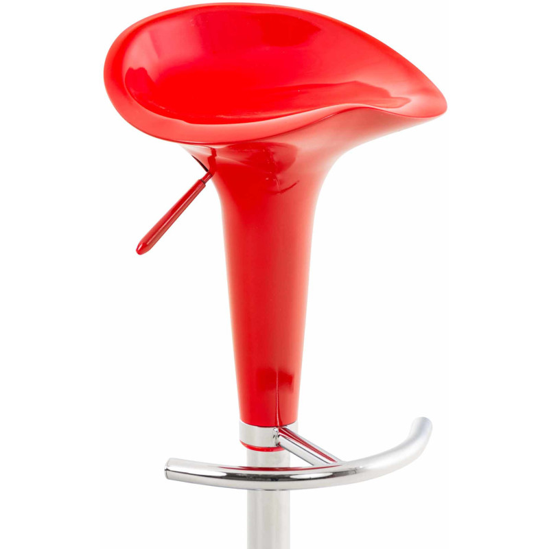 Tabouret de bar design rétro en Polypropylène Rouge Métal Argenté Brillant Bellano - 2