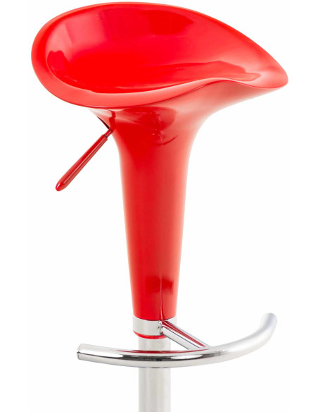 Tabouret de bar design rétro en Polypropylène Rouge Métal Argenté Brillant Bellano - 2