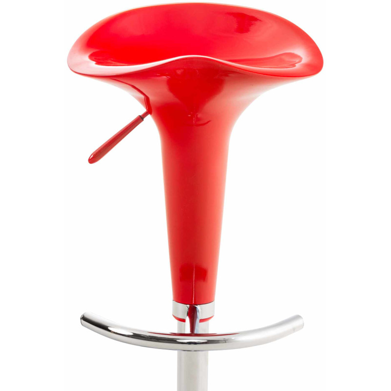Tabouret de bar design rétro en Polypropylène Rouge Métal Argenté Brillant Bellano - 3