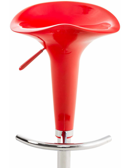 Tabouret de bar design rétro en Polypropylène Rouge Métal Argenté Brillant Bellano - 3