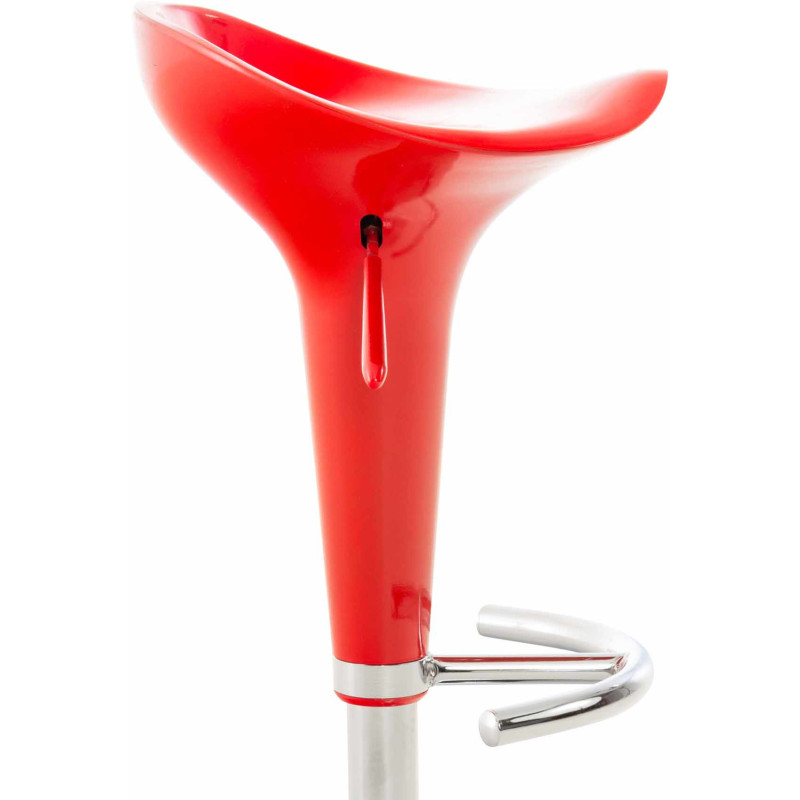 Tabouret de bar design rétro en Polypropylène Rouge Métal Argenté Brillant Bellano - 4
