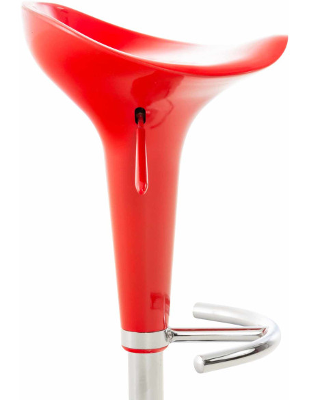 Tabouret de bar design rétro en Polypropylène Rouge Métal Argenté Brillant Bellano - 4