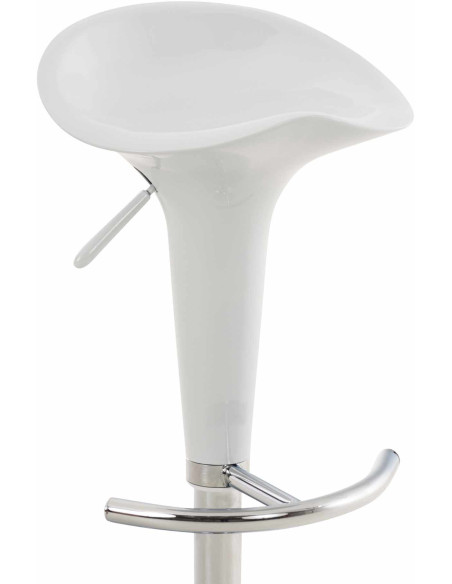 Tabouret de bar design rétro en Polypropylène Blanc Métal Argenté Brillant Bellano - 2