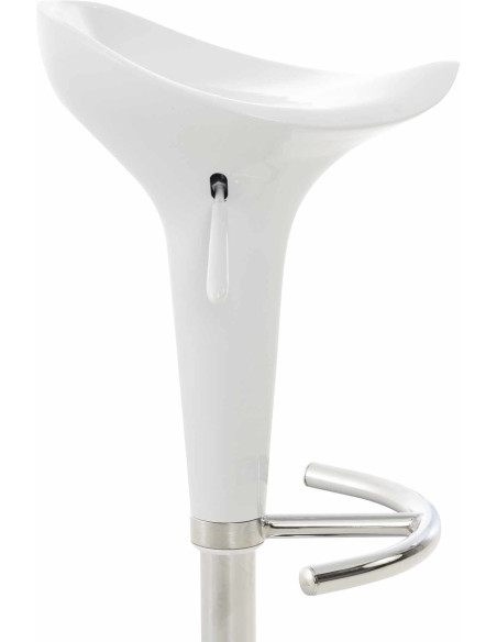 Tabouret de bar design rétro en Polypropylène Blanc Métal Argenté Brillant Bellano - 4
