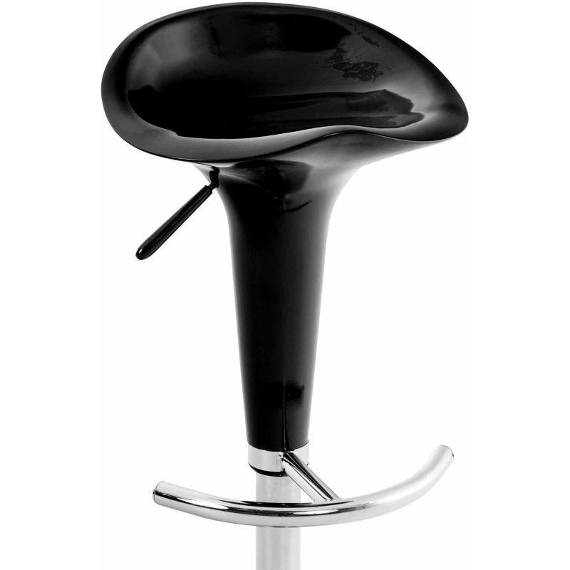 Tabouret de bar design rétro en Polypropylène Noir Métal Argenté Brillant Bellano - 2