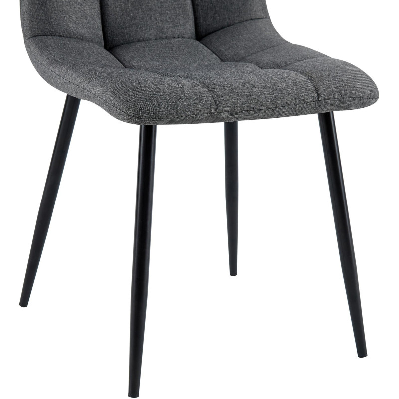 Chaise moderne en Tissu Gris foncé Métal Noir Mat Delphine - 3