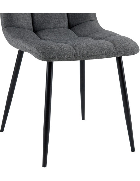 Chaise moderne en Tissu Gris foncé Métal Noir Mat Delphine - 3