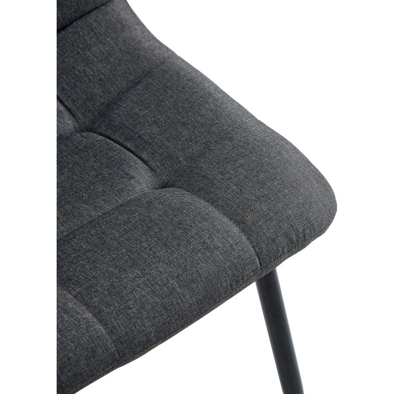 Chaise moderne en Tissu Gris foncé Métal Noir Mat Delphine - 4