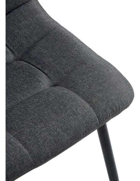 Chaise moderne en Tissu Gris foncé Métal Noir Mat Delphine - 4
