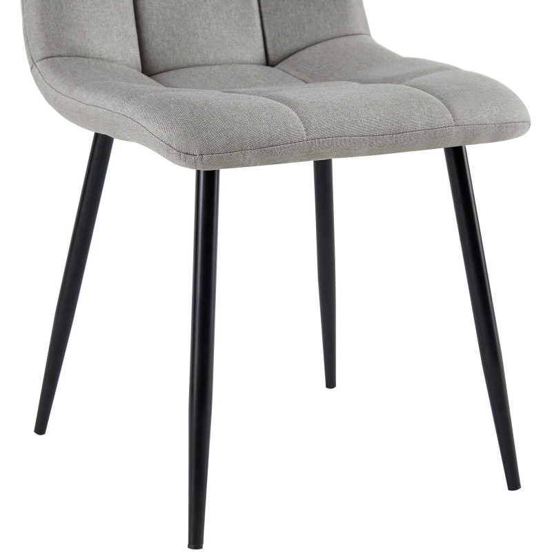 Chaise moderne en Tissu Gris clair Métal Noir Mat Delphine - 3