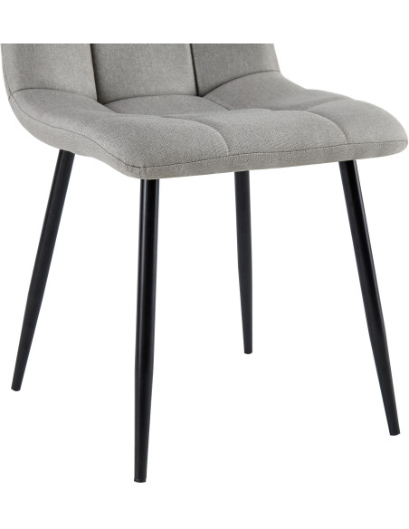 Chaise moderne en Tissu Gris clair Métal Noir Mat Delphine - 3