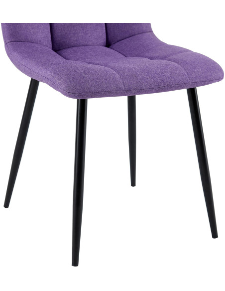 Chaise moderne en Tissu Violet Métal Noir Mat Delphine - 4