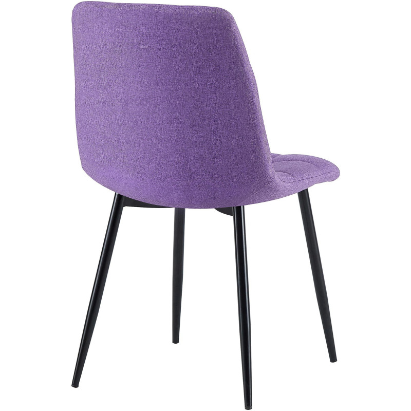 Chaise moderne en Tissu Violet Métal Noir Mat Delphine - 6