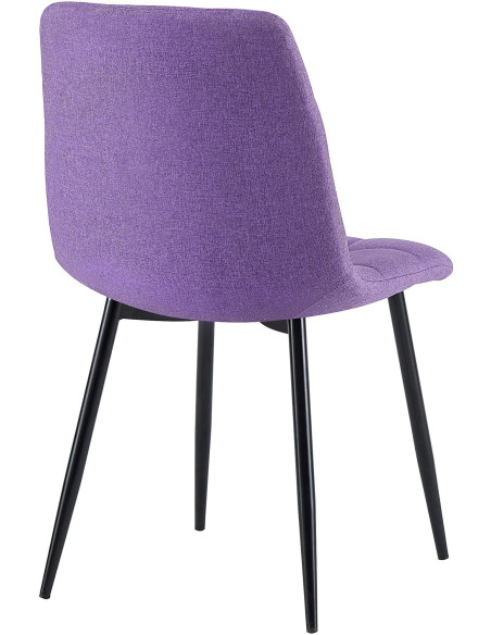 Chaise moderne en Tissu Violet Métal Noir Mat Delphine - 6