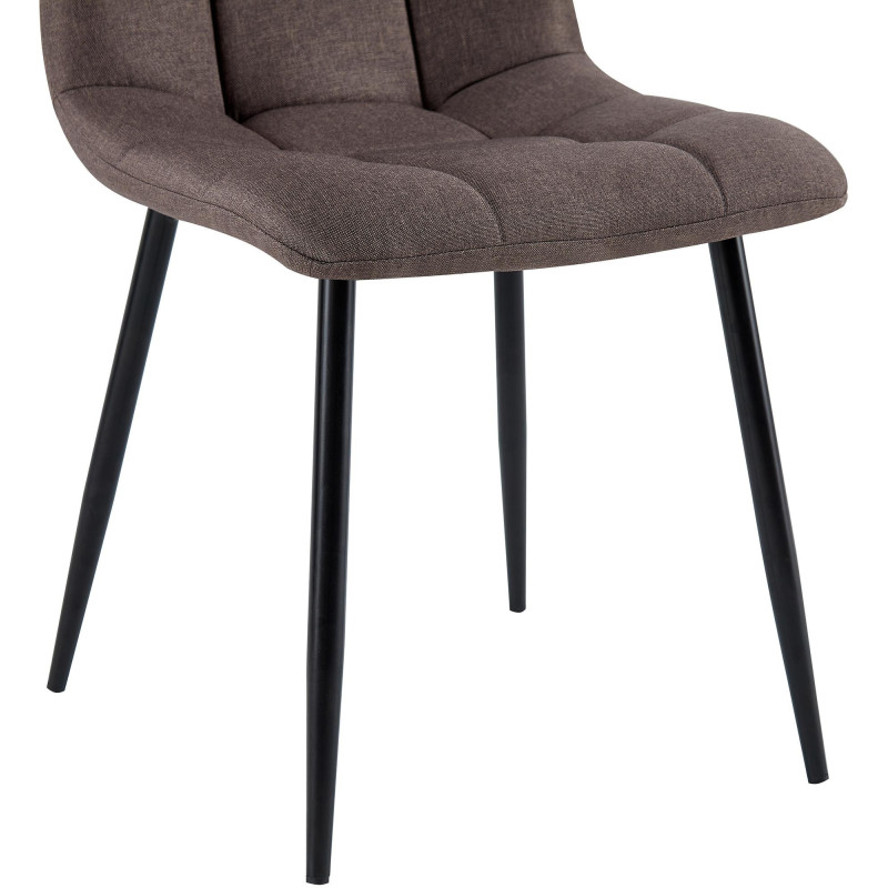 Chaise moderne en Tissu Marron Métal Noir Mat Delphine - 3