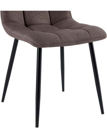 Chaise moderne en Tissu Marron Métal Noir Mat Delphine - 3