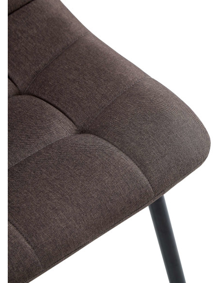 Chaise moderne en Tissu Marron Métal Noir Mat Delphine - 4