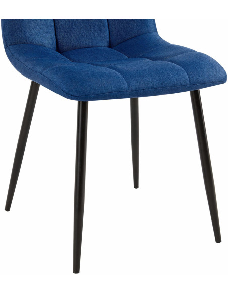 Chaise moderne en Tissu Bleu Métal Noir Mat Delphine - 3