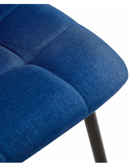 Chaise moderne en Tissu Bleu Métal Noir Mat Delphine - 4