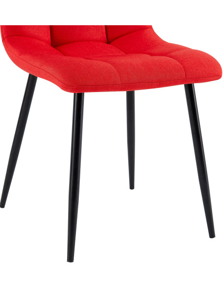 Chaise moderne en Tissu Rouge Métal Noir Mat Delphine - 3