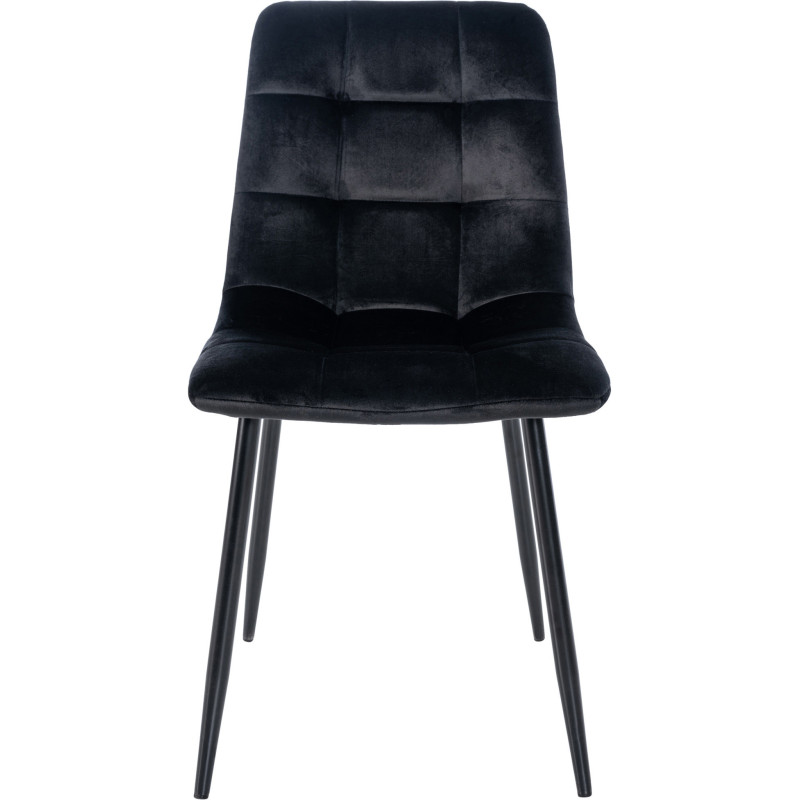 Chaise moderne en Velours Noir Métal Noir Mat Delphine - 2