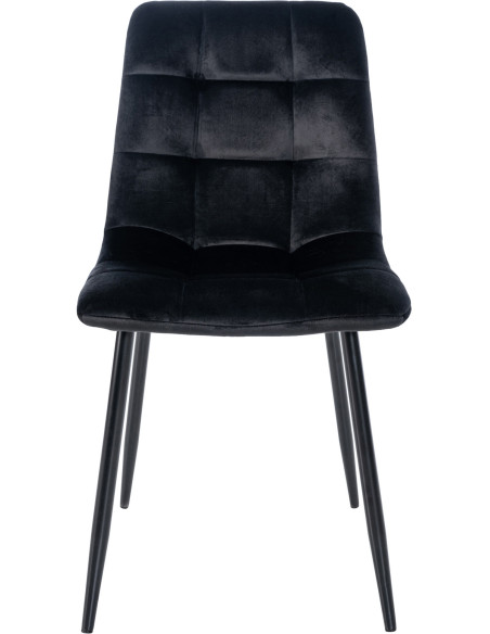Chaise moderne en Velours Noir Métal Noir Mat Delphine - 2