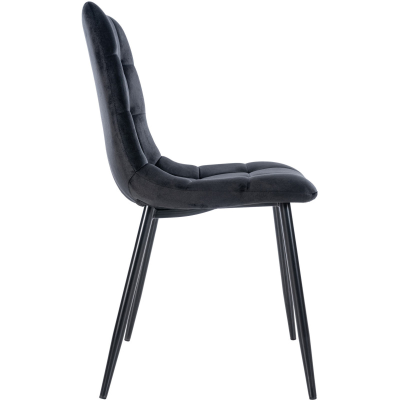 Chaise moderne en Velours Noir Métal Noir Mat Delphine - 3