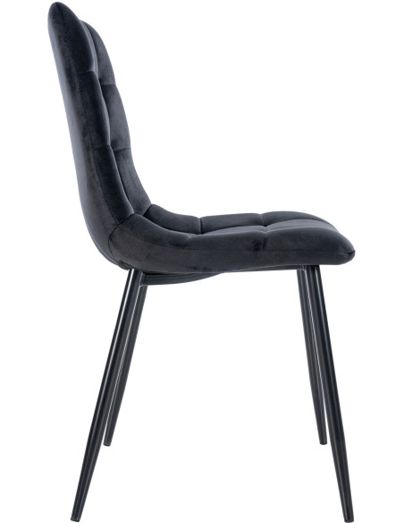 Chaise moderne en Velours Noir Métal Noir Mat Delphine - 3